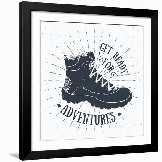 Get Ready for Adventures - Hiking Shoe-Anton Yanchevskyi-Framed Art Print