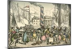 'Getting on Board the Margate Steam Packet at London Bridges Wharf', 1838-William Heath-Mounted Giclee Print