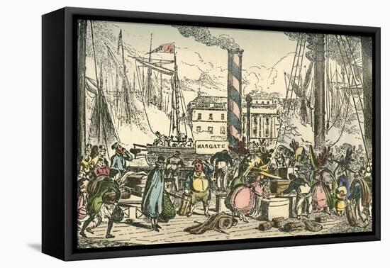 'Getting on Board the Margate Steam Packet at London Bridges Wharf', 1838-William Heath-Framed Stretched Canvas