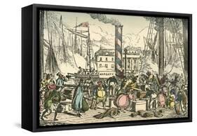 'Getting on Board the Margate Steam Packet at London Bridges Wharf', 1838-William Heath-Framed Stretched Canvas