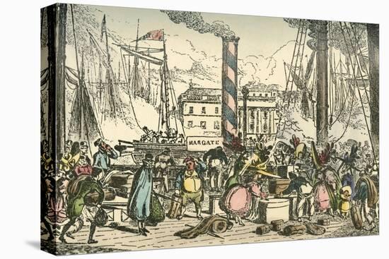 'Getting on Board the Margate Steam Packet at London Bridges Wharf', 1838-William Heath-Stretched Canvas