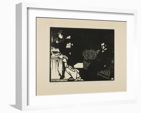 Getting Ready for a Visit, Plate Eight from Intimacies, 1898-Felix Edouard Vallotton-Framed Premium Giclee Print