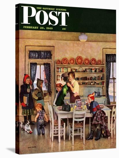 "Getting Ready for School," Saturday Evening Post Cover, February 26, 1949-John Falter-Stretched Canvas