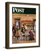 "Getting Ready for School," Saturday Evening Post Cover, February 26, 1949-John Falter-Framed Giclee Print