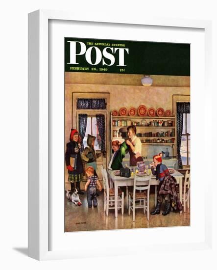 "Getting Ready for School," Saturday Evening Post Cover, February 26, 1949-John Falter-Framed Giclee Print