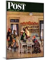 "Getting Ready for School," Saturday Evening Post Cover, February 26, 1949-John Falter-Mounted Giclee Print