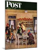 "Getting Ready for School," Saturday Evening Post Cover, February 26, 1949-John Falter-Mounted Giclee Print