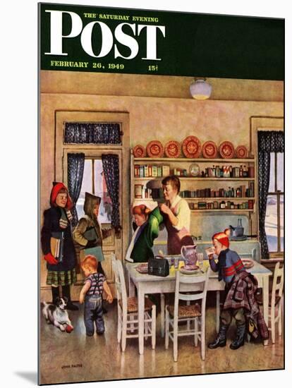 "Getting Ready for School," Saturday Evening Post Cover, February 26, 1949-John Falter-Mounted Giclee Print