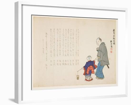 Getting Sacred Sea Water at Itsukushima Shrine on the New Year's Day, January 1857-Ueda K?ch?-Framed Giclee Print