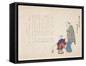 Getting Sacred Sea Water at Itsukushima Shrine on the New Year's Day, January 1857-Ueda K?ch?-Framed Stretched Canvas