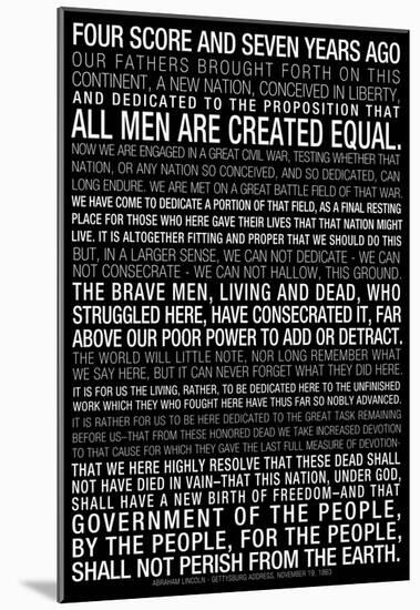Gettysburg Address (Black) Text-null-Mounted Poster