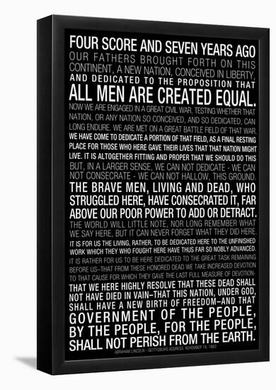 Gettysburg Address (Black) Text-null-Framed Poster