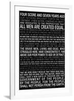 Gettysburg Address (Black) Text-null-Framed Art Print