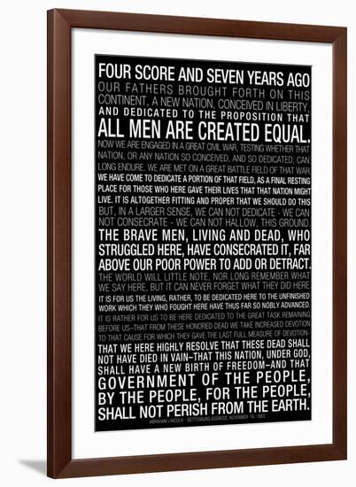 Gettysburg Address (Black) Text-null-Framed Art Print