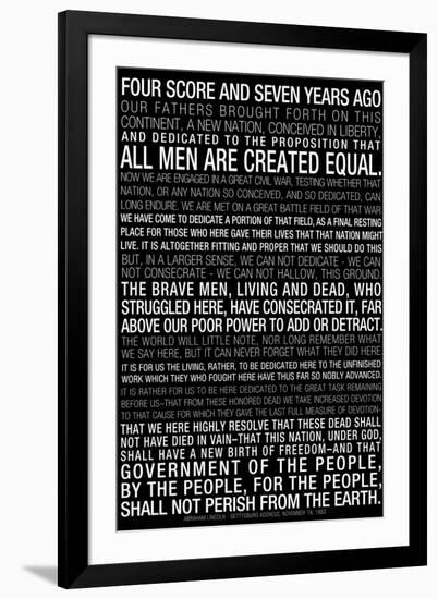 Gettysburg Address (Black) Text-null-Framed Art Print