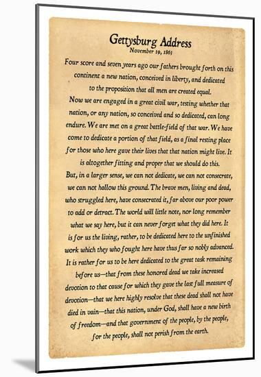 Gettysburg Address Full Text Poster Print-null-Mounted Poster