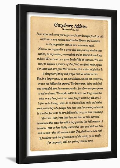 Gettysburg Address Full Text Poster Print-null-Lamina Framed Poster