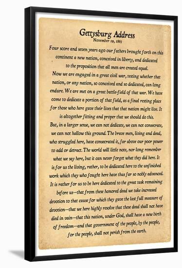 Gettysburg Address Full Text-null-Framed Poster