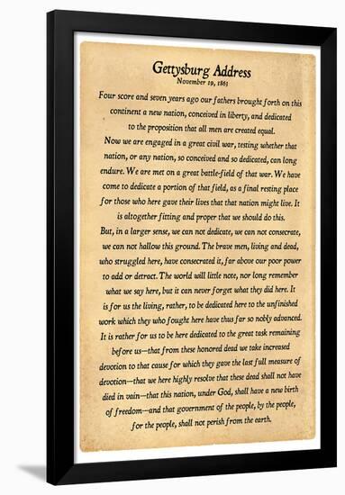 Gettysburg Address Full Text-null-Framed Poster