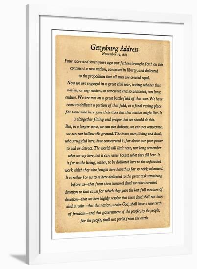 Gettysburg Address Full Text-null-Framed Art Print