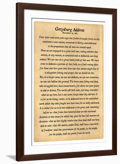 Gettysburg Address Full Text-null-Framed Art Print