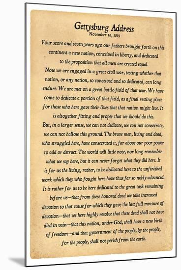 Gettysburg Address Full Text-null-Mounted Art Print