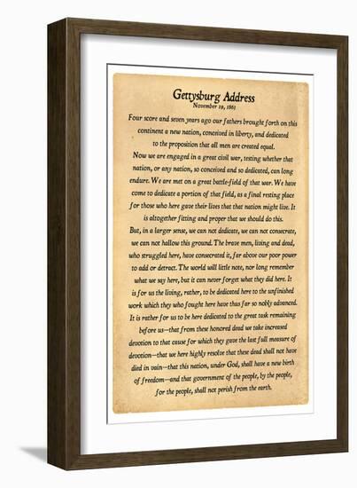 Gettysburg Address Full Text-null-Framed Art Print