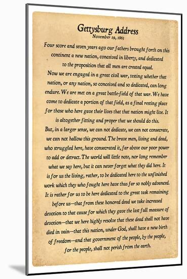 Gettysburg Address Full Text-null-Mounted Art Print