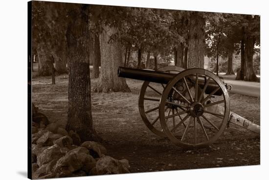 Gettysburg Cannon B W-Steve Gadomski-Stretched Canvas