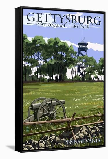 Gettysburg, Pennsylvania - Battlefield Tower-Lantern Press-Framed Stretched Canvas