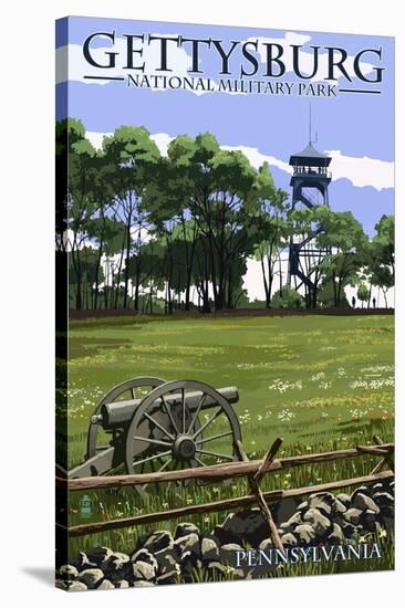 Gettysburg, Pennsylvania - Battlefield Tower-Lantern Press-Stretched Canvas