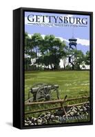 Gettysburg, Pennsylvania - Battlefield Tower-Lantern Press-Framed Stretched Canvas