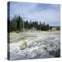 Geyser steaming, Yellowstone National Park, Wyoming, USA-null-Stretched Canvas