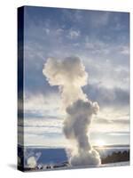 Geyser Strokkur in the geothermal area Haukadalur part of the Golden Circle during winter, Iceland.-Martin Zwick-Stretched Canvas