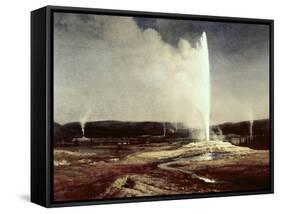 Geysers in Yellowstone Park-Albert Bierstadt-Framed Stretched Canvas