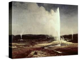 Geysers in Yellowstone Park-Albert Bierstadt-Stretched Canvas