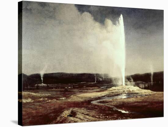 Geysers in Yellowstone Park-Albert Bierstadt-Stretched Canvas