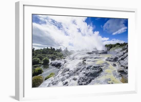 Geysirfield in the Te Puia Maori Cultural Center, Rotorura, North Island, New Zealand, Pacific-Michael Runkel-Framed Photographic Print