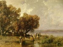 Lake Balaton with the Shore of Akarattya, 1885-Geza Meszoly-Framed Stretched Canvas