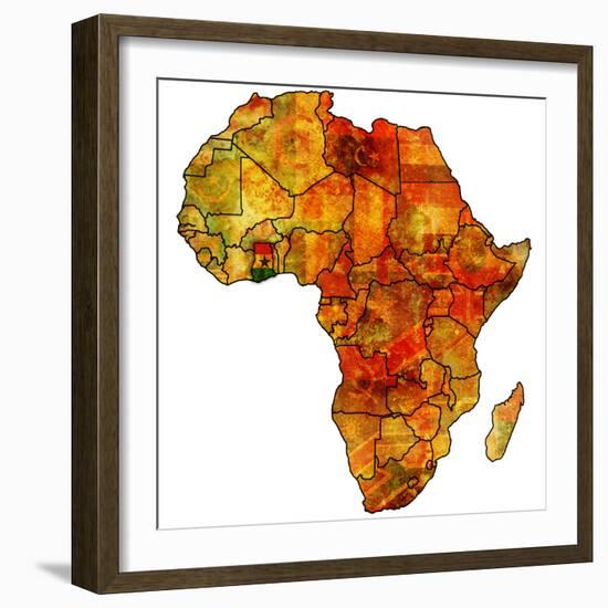 Ghana on Actual Map of Africa-michal812-Framed Premium Giclee Print
