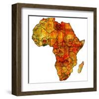 Ghana on Actual Map of Africa-michal812-Framed Art Print