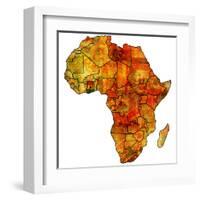 Ghana on Actual Map of Africa-michal812-Framed Art Print