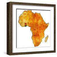 Ghana on Actual Map of Africa-michal812-Framed Art Print