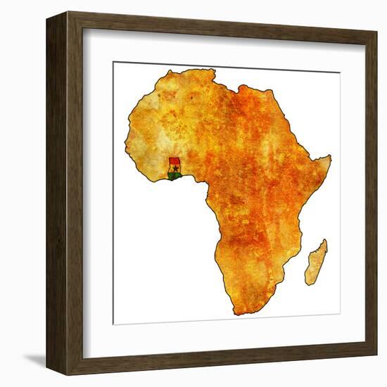 Ghana on Actual Map of Africa-michal812-Framed Art Print