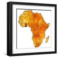 Ghana on Actual Map of Africa-michal812-Framed Art Print