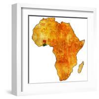 Ghana on Actual Map of Africa-michal812-Framed Art Print