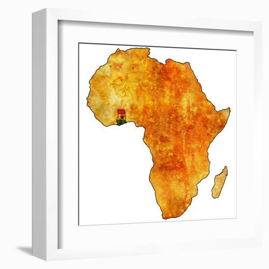 Ghana on Actual Map of Africa-michal812-Framed Art Print