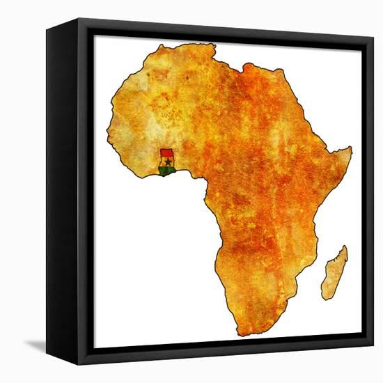 Ghana on Actual Map of Africa-michal812-Framed Stretched Canvas