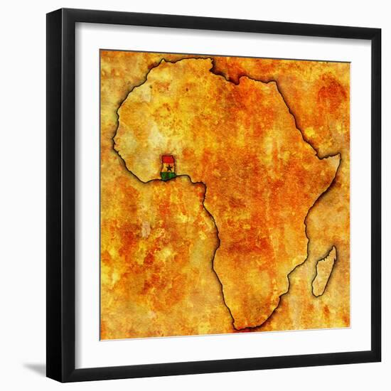 Ghana on Actual Map of Africa-michal812-Framed Art Print