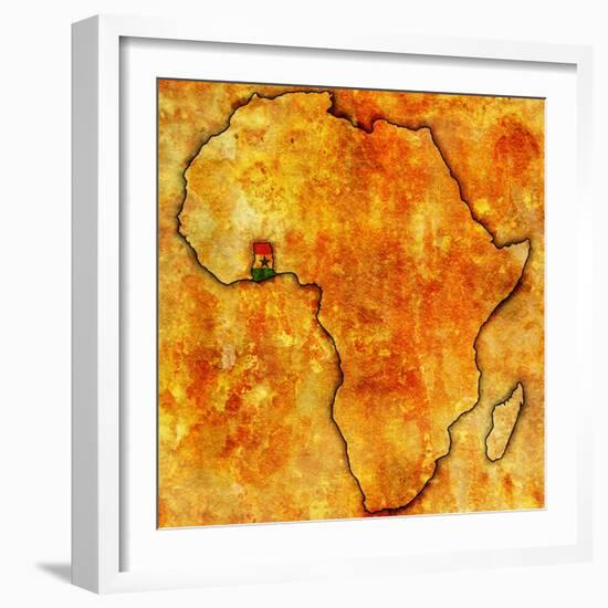 Ghana on Actual Map of Africa-michal812-Framed Art Print